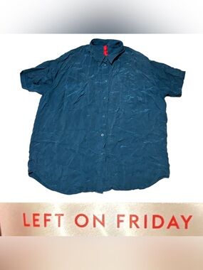 Left On Friday Day Trip Button Down Shirt Women’s Size L/XL In (Deep End) Teal